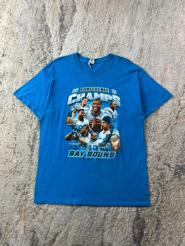 Vintage Gildan Carolina Panthers Blue Graphic Tshirt Size L